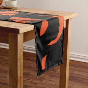 Moderne Kunst Orange / Schwarz Mittelgroßer Tischläufer
