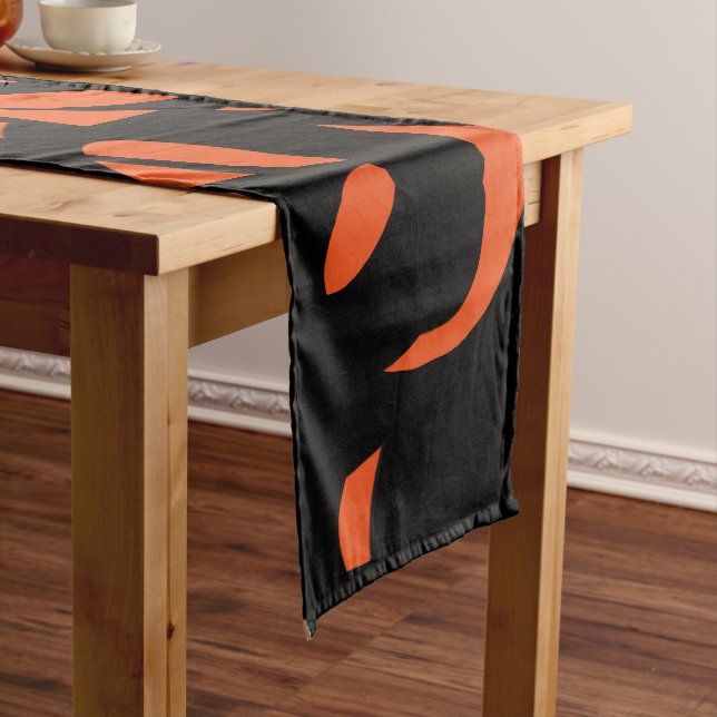 Moderne Kunst Orange / Schwarz Mittelgroßer Tischläufer (Beispiel)