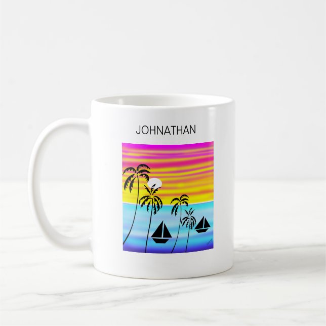 Moderne Kunst Phantastisch tropisches Sonnenunterg Kaffeetasse (Links)