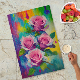 Moderne Kunst Rosen Bouquet Ölgemälde Puzzle