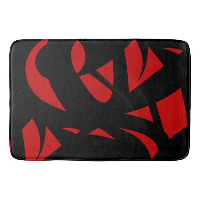 Moderne Kunst rot / schwarz Badematte (Vorderseite)