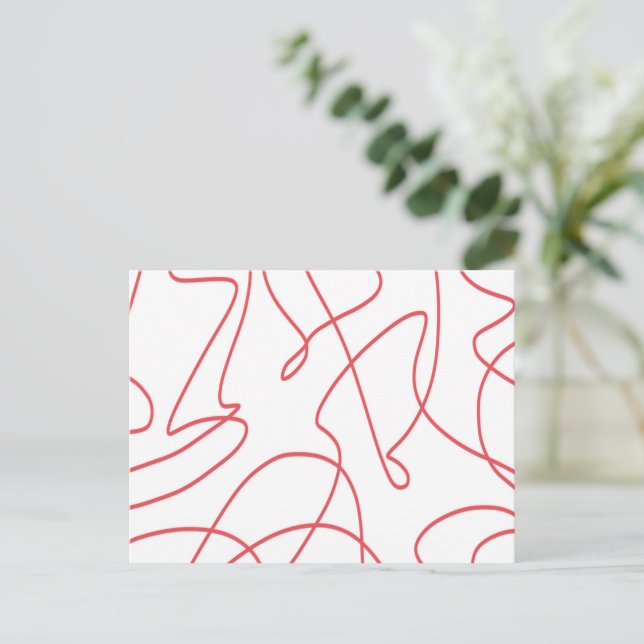 Moderne Kunst: Rot und Weiß Postkarte (Stehend Vorderseite)