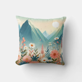 Moderne Kunst Wildblume Berge Sommernatur Kissen