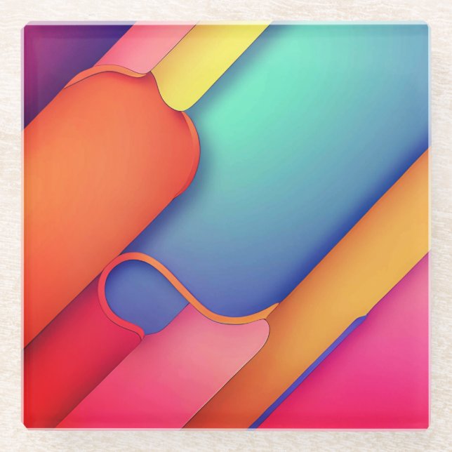 Moderne Kunstdesign-Falten der Farbe Glasuntersetzer (Vorderseite)