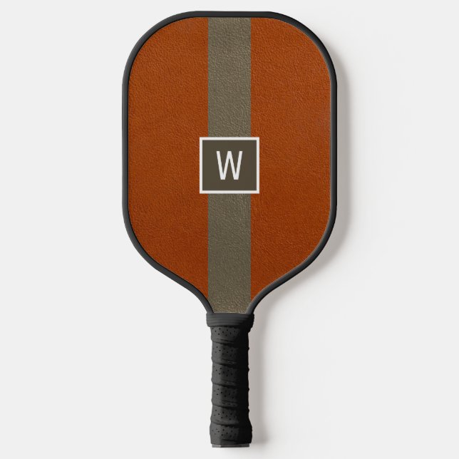 Moderne Kunstleder-Orangemonogramm Pickleball Schläger (Vorderseite)