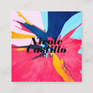 Moderne Künstlerin rosa abstrakte Kunstmalerei min Quadratische Visitenkarte