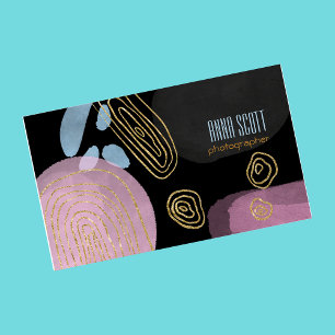 Moderne künstlerische abstrakte gold schwarz rosa  visitenkarte