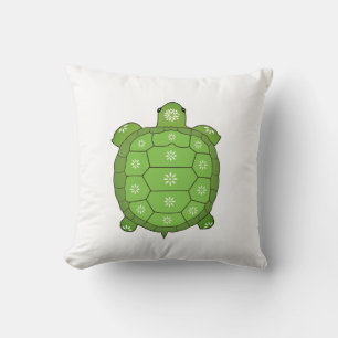 Moderne künstlerische grüne Schildkröte auf Weiß Kissen