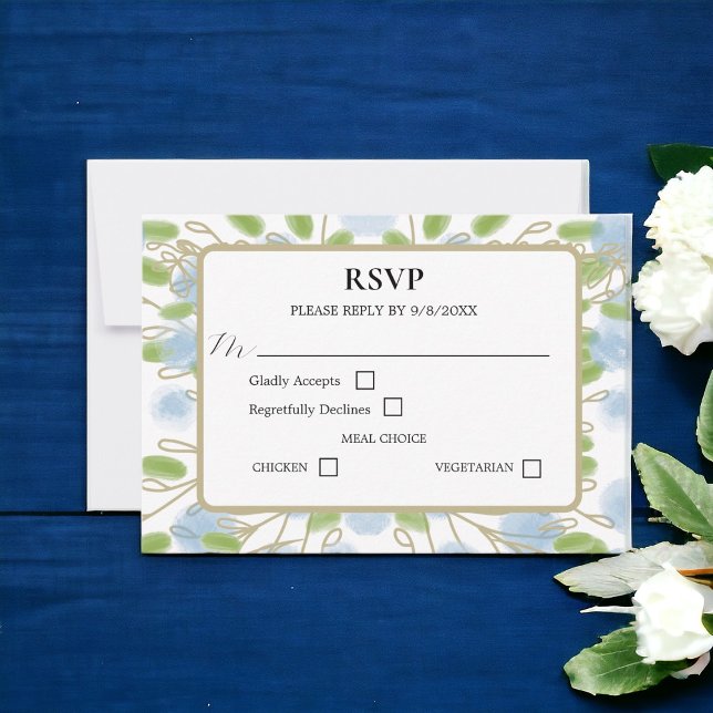 Moderne künstlerische Hochzeit RSVP Karte (An elegant way to get a response to who will be coming to the reception)