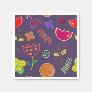 Moderne künstlerische lila und rosa Blume Serviette