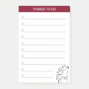 Moderne künstlerische Pferde in Burgund & Weiß Post-it Klebezettel