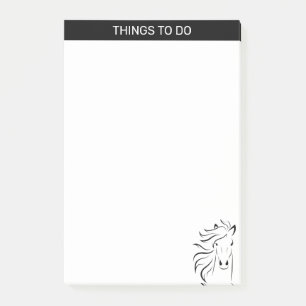 Moderne künstlerische Pferdesilhouette in Schwarz  Post-it Klebezettel