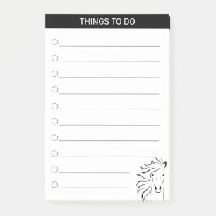 Moderne künstlerische Pferdesilhouette in Schwarz  Post-it Klebezettel