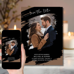 Moderne künstlerische Save the Date Black Brown ei