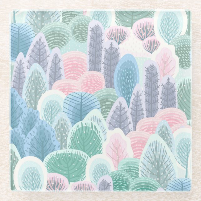 Moderne Künstlerische Winterbäume Glasuntersetzer (Vorderseite)