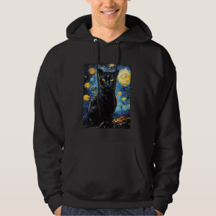 Moderne Kunstmalerei Van Gogh Starry Night Cat Bla Hoodie