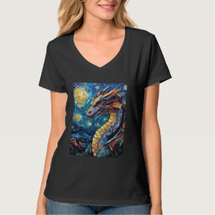Moderne Kunstmalerei Van Gogh Starry Night Dragon T-Shirt