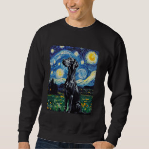 Moderne Kunstmalerei Van Gogh Sternennacht Hund Sweatshirt