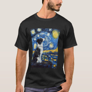 Moderne Kunstmalerei Van Gogh Sternennacht Hund T-Shirt
