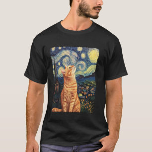 Moderne Kunstmalerei Van Gogh Sternennacht Tabby K T-Shirt