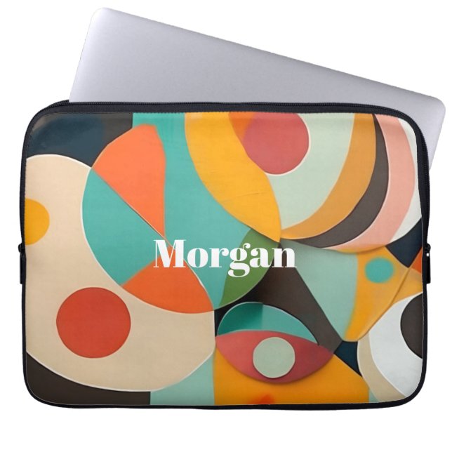 Moderne Kunstmonogramm oder Name im Stil der Mitte Laptopschutzhülle (Vorderseite)