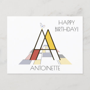Moderne Kunststil-Monogramm. Buchstabe A Postkarte