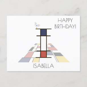 Moderne Kunststil-Monogramm. Buchstabe I Postkarte