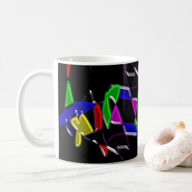 Moderne Kunstwerke , Farbexplosion Kaffeetasse (Mit Donut)