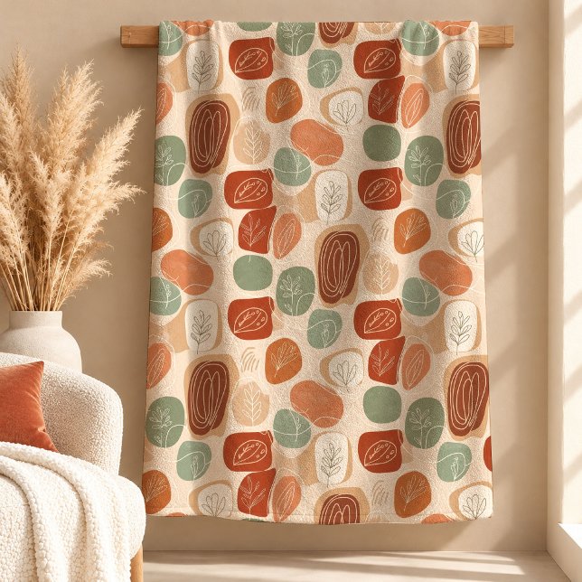 Moderne Kupfer-Boho-Formen-Decke Design Kunst Fleecedecke (Modern Rust Copper Boho Shapes Blanket Design Art)