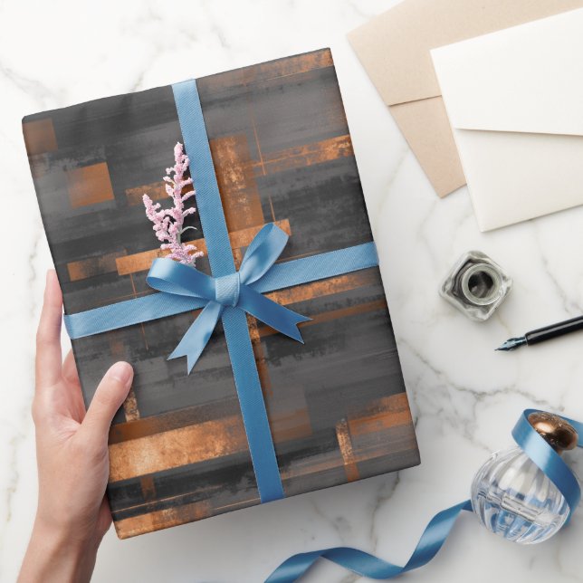 Moderne Kupfer-Bronze-Glanz Abstractes Muster Geschenkpapier (Schenken)