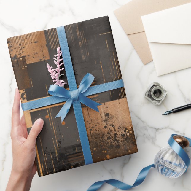 Moderne Kupfer-Bronze-Glanz abstrakte Struktur Geschenkpapier (Schenken)