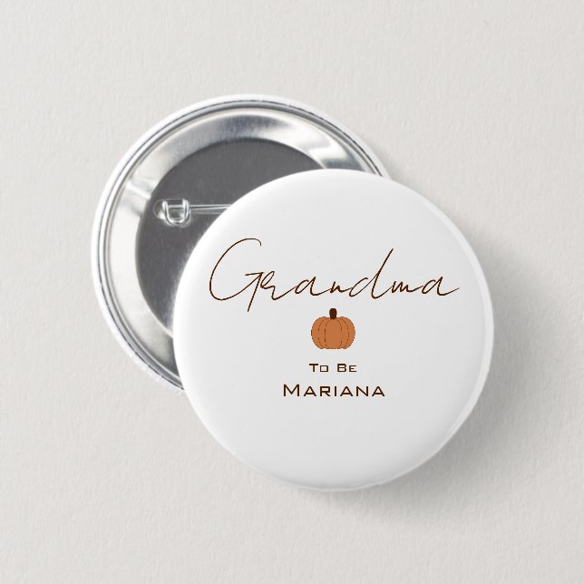 Moderne Kürbis geschlechtsneutrale werdende Oma Button (Vorne & Hinten)