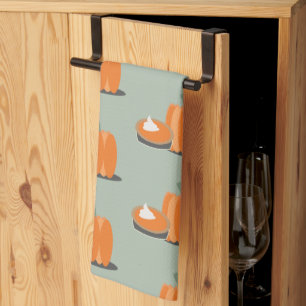 Moderne Kürbis-Kürbiskuchen-Muster Creme Grün Geschirrtuch
