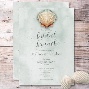 Moderne Küste Seashell Aqua Bridal Brunch Einladung