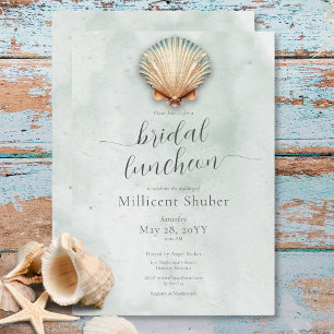 Moderne Küste Seashell Aqua Bridal Luncheon Einladung