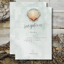 Moderne Küste Seashell Aqua Hochzeitsempfang Begleitkarte