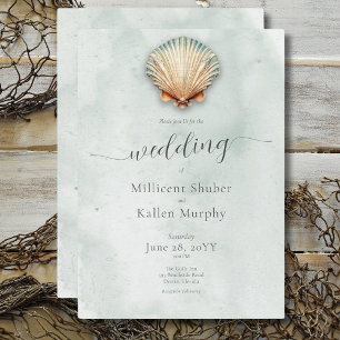 Moderne Küste Seashell Aqua Wedding Einladung