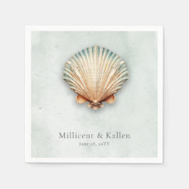 Moderne Küste Seashell Aqua Wedding Serviette