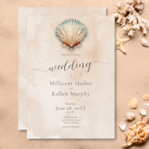 Moderne Küstenhochzeit Seashell Sand Wedding