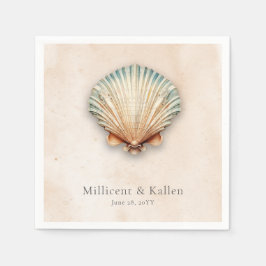 Moderne Küstenhochzeit Seashell Sand Wedding Serviette