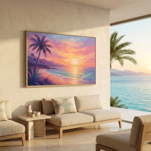 Moderne Küstenlandschaft Sonnenuntergang Palme Wan