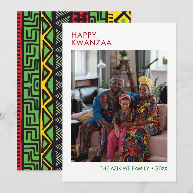 Moderne Kwanzaa Foto Holiday Card Feiertagskarte (Vorne/Hinten)
