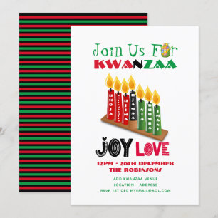 Moderne KWANZAA-Party-Einladung 7 Kerzen Prinzipie Einladung
