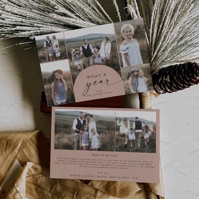 Moderne Lachsfamilie MultiFoto Feiertagskarte (Von Creator hochgeladen)