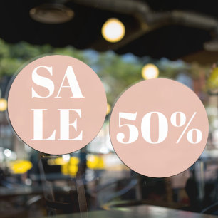 Moderne Ladenfenster Verkauf Pastellrosa Fensteraufkleber