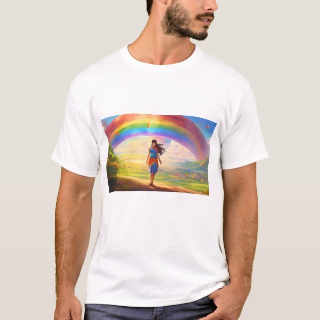 Moderne Lady Hinter dem Regenbogen-T - Shirt (Vorderseite)