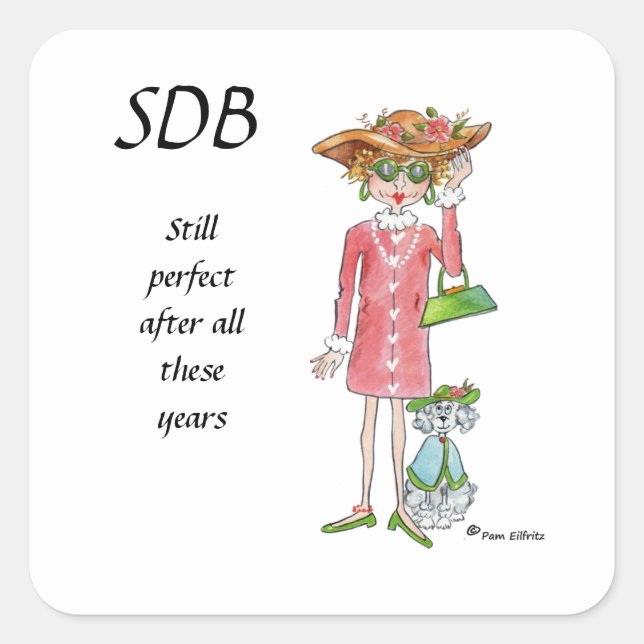 Moderne Lady "Still Perfect" Raffinierter Geschmac Quadratischer Aufkleber (Vorderseite)
