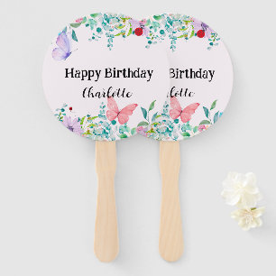 Moderne Ladybug Butterfly farbige Blume Geburtstag Fächer
