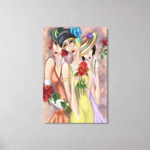 Moderne Ladys mit Rose Canvas Print Leinwanddruck