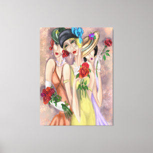 Moderne Ladys mit Rose Canvas Print Leinwanddruck